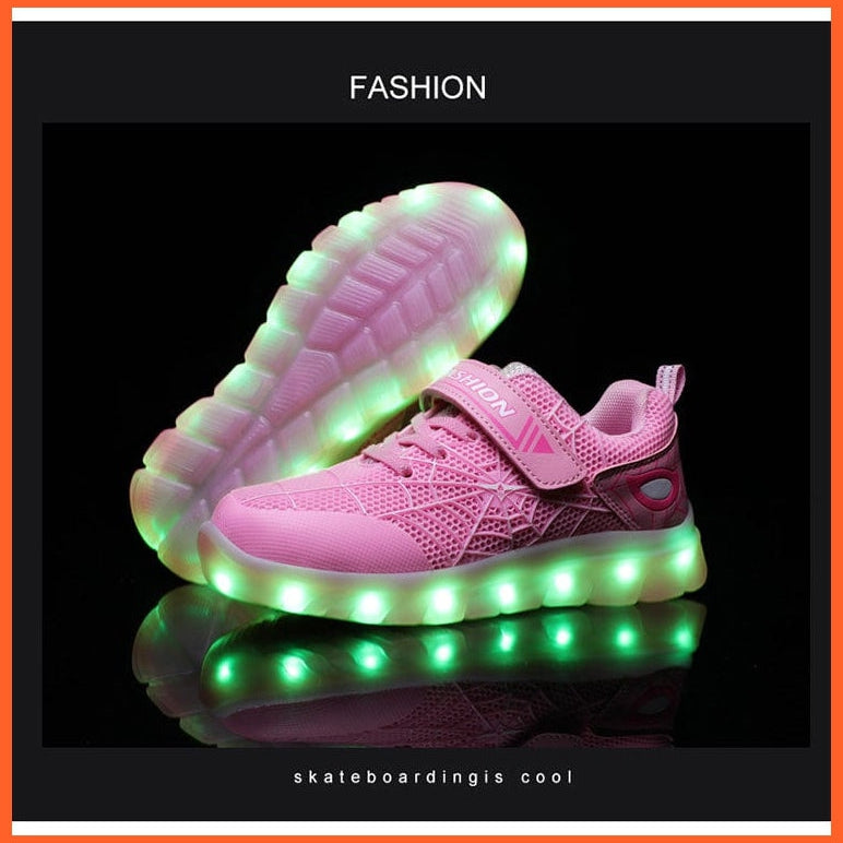 whatagift.com.au led shoes Green Pink USB New Charging Basket Led Children Shoes | Kids Luminous Sneakers