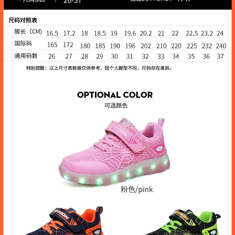 whatagift.com.au led shoes Green Pink USB New Charging Basket Led Children Shoes | Kids Luminous Sneakers