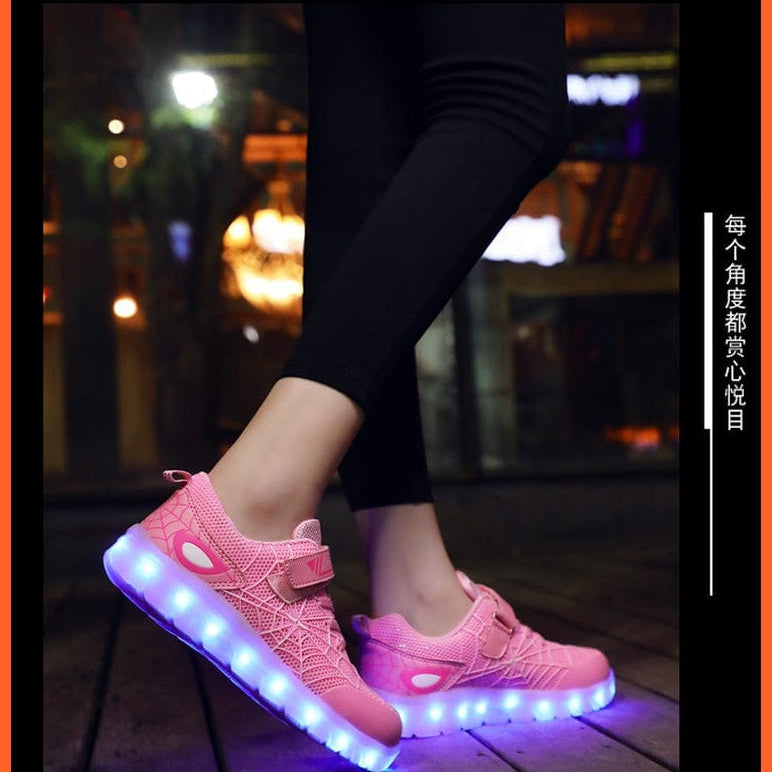 whatagift.com.au led shoes Green Pink USB New Charging Basket Led Children Shoes | Kids Luminous Sneakers