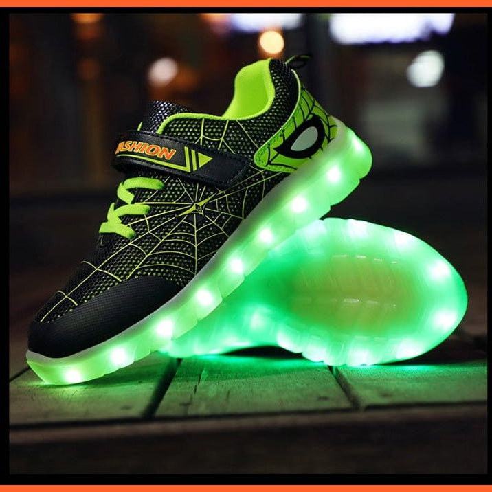 whatagift.com.au led shoes Green Pink USB New Charging Basket Led Children Shoes | Kids Luminous Sneakers