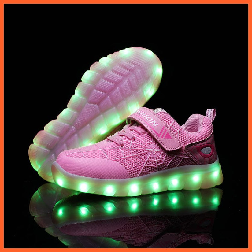 whatagift.com.au led shoes Green Pink USB New Charging Basket Led Children Shoes | Kids Luminous Sneakers