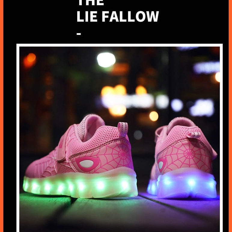 whatagift.com.au led shoes Green Pink USB New Charging Basket Led Children Shoes | Kids Luminous Sneakers
