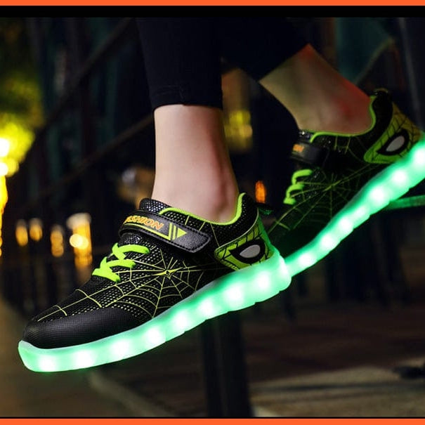whatagift.com.au led shoes Green Pink USB New Charging Basket Led Children Shoes | Kids Luminous Sneakers