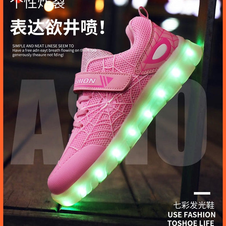 whatagift.com.au led shoes Green Pink USB New Charging Basket Led Children Shoes | Kids Luminous Sneakers