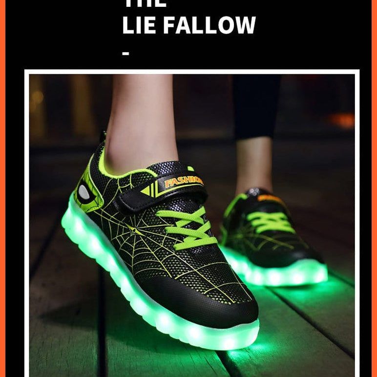 whatagift.com.au led shoes Green Pink USB New Charging Basket Led Children Shoes | Kids Luminous Sneakers