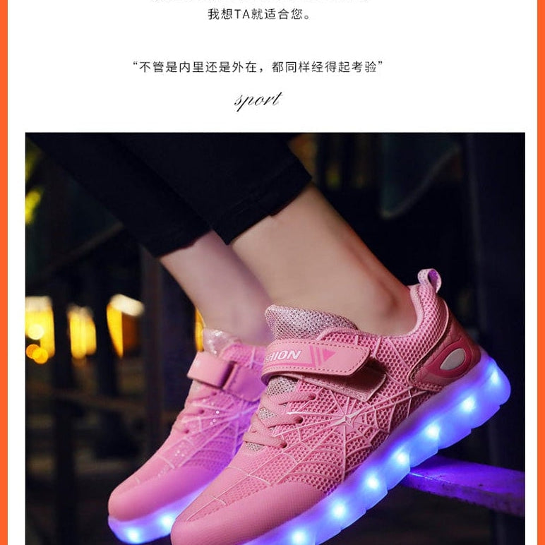 whatagift.com.au led shoes Green Pink USB New Charging Basket Led Children Shoes | Kids Luminous Sneakers