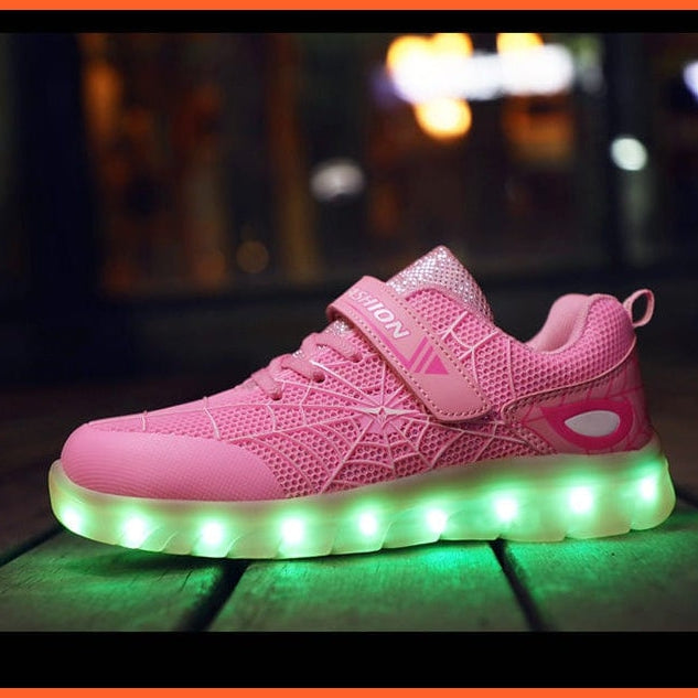 whatagift.com.au led shoes Green Pink USB New Charging Basket Led Children Shoes | Kids Luminous Sneakers