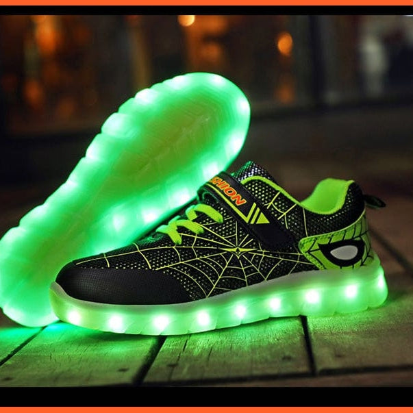 whatagift.com.au led shoes Green Pink USB New Charging Basket Led Children Shoes | Kids Luminous Sneakers