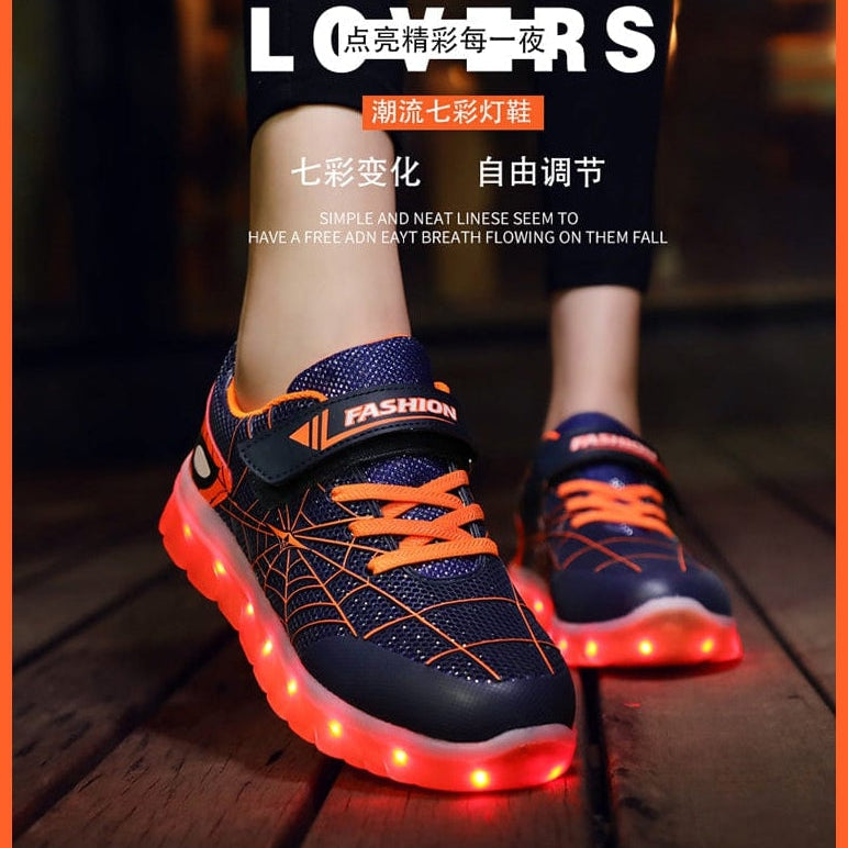 whatagift.com.au led shoes Green Pink USB New Charging Basket Led Children Shoes | Kids Luminous Sneakers