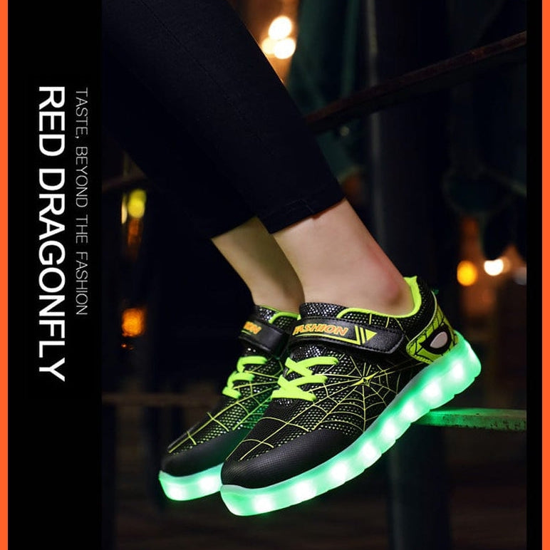 whatagift.com.au led shoes Green Pink USB New Charging Basket Led Children Shoes | Kids Luminous Sneakers