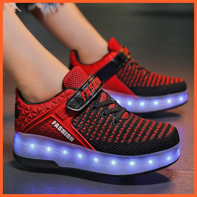 whatagift.com.au LED Sneakers With Wheels for Kids | USB Charging LED Light Roller Skate Shoes