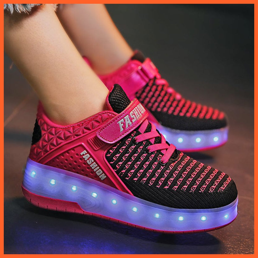 whatagift.com.au LED Sneakers With Wheels for Kids | USB Charging LED Light Roller Skate Shoes