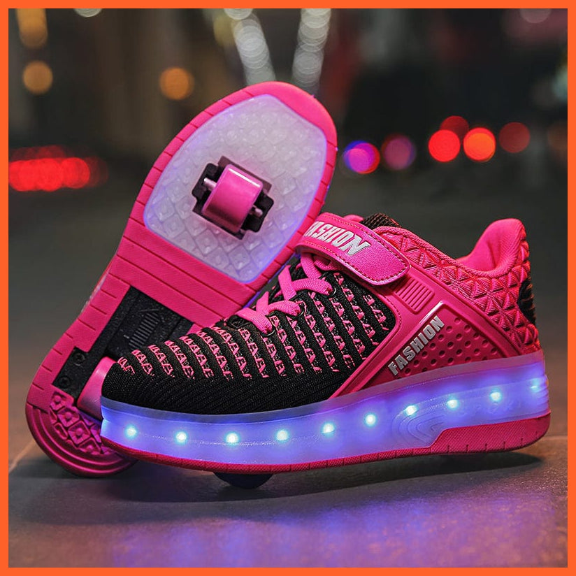 whatagift.com.au LED Sneakers With Wheels for Kids | USB Charging LED Light Roller Skate Shoes