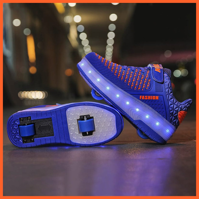 whatagift.com.au LED Sneakers With Wheels for Kids | USB Charging LED Light Roller Skate Shoes