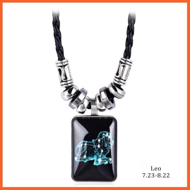 whatagift.com.au Leo 12 Zodiac Sign Charm Resin Pendant Necklace for Women Men