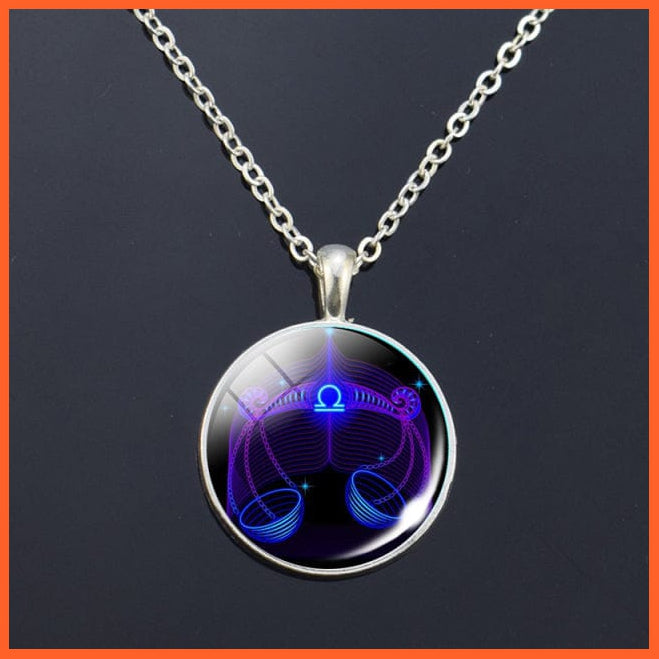 whatagift.com.au Libra 2 Zodiac Signs Glass Dome Constellations Pendant Necklace