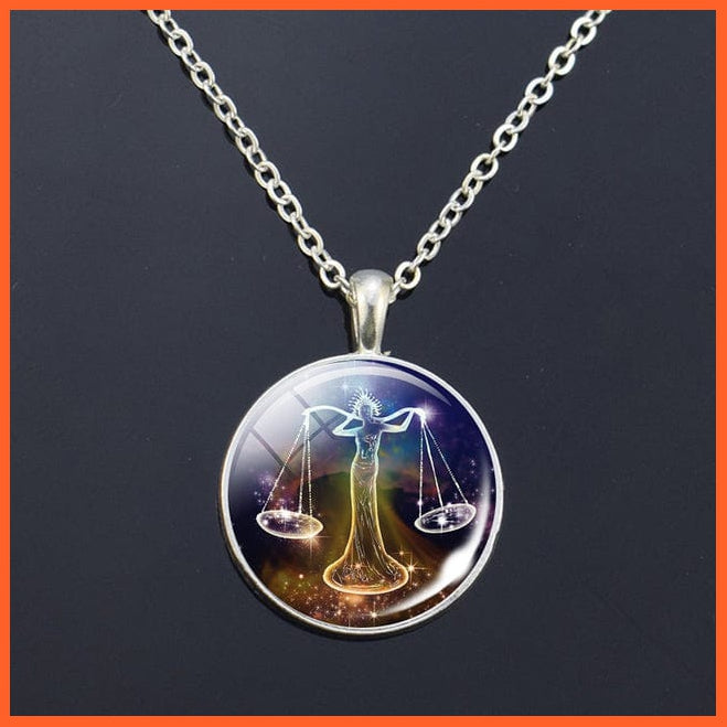 whatagift.com.au Libra Zodiac Signs Glass Dome Constellations Pendant Necklace