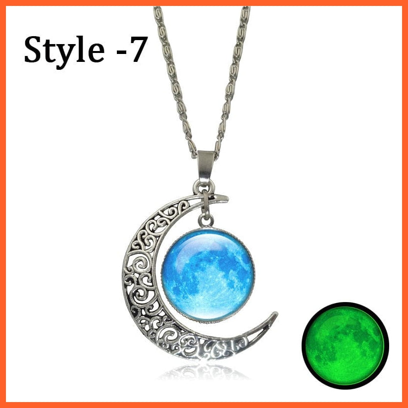 whatagift.com.au light blue 1 Moon Glowing Necklace | Glow in the Dark Halloween Pendant