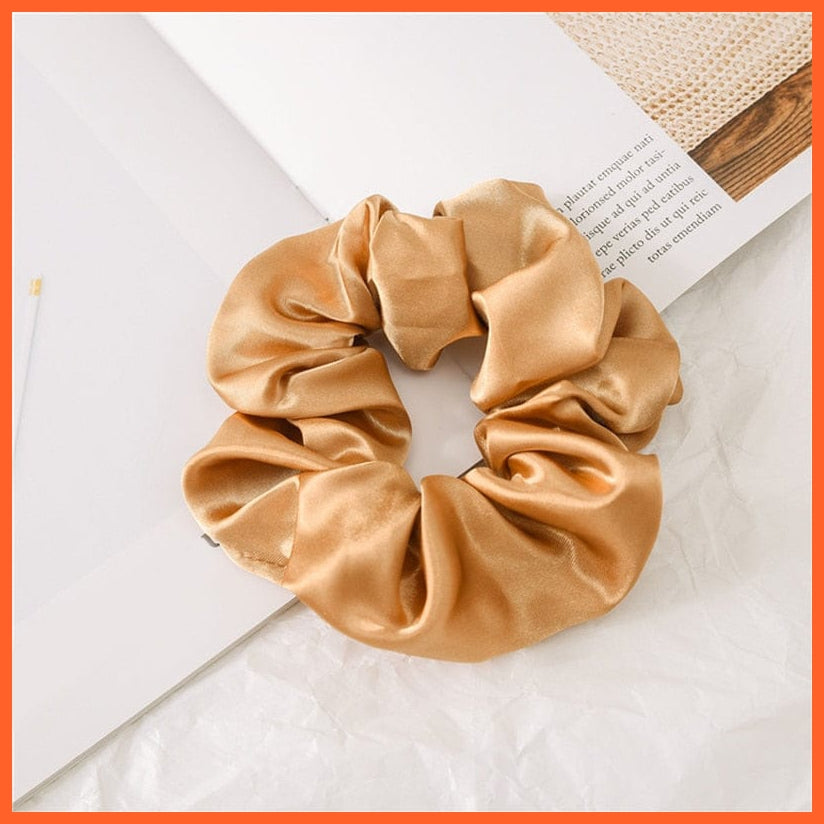 whatagift.com.au light coffee Handmade Women Silk Elastic Scrunchies | Multicolor Hair Band