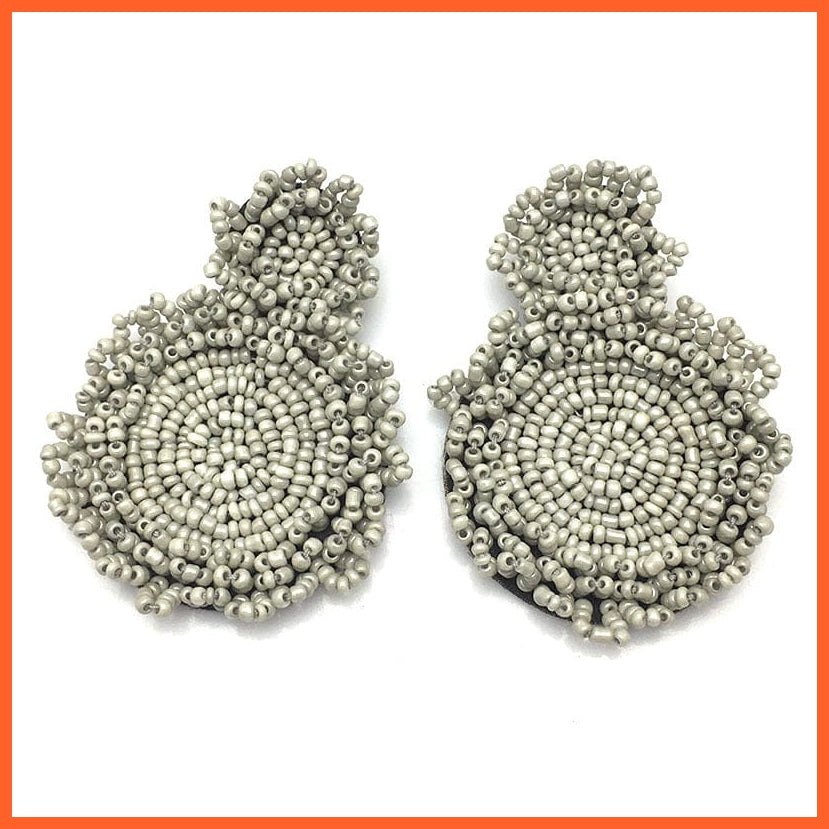 whatagift.com.au Light Gray Earrings Bohemian Handmade Beads Drop Earrings For Women
