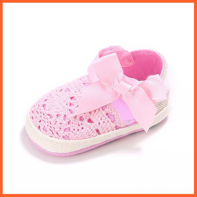 whatagift.com.au Light Pink / 1 Baby Girl Newborn Shoes | Big Bow Knitted  Crib Shoe
