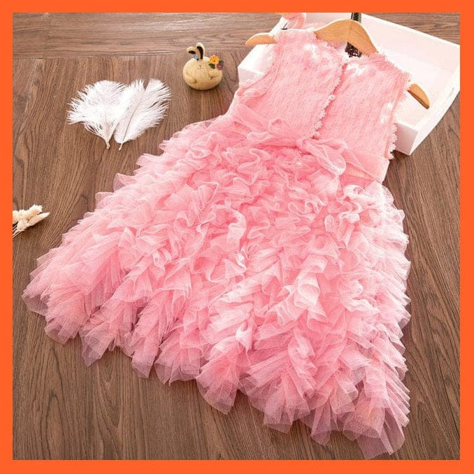 whatagift.com.au light pink 5-3 / 3T Girls Lace Dress New Floral Kids Dresses For Girls
