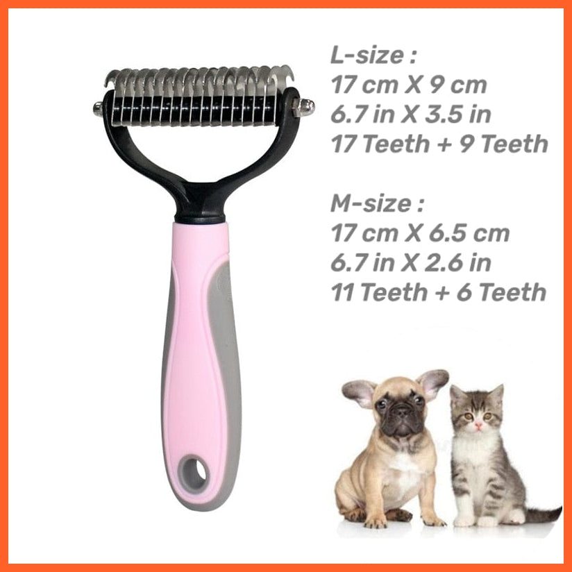 whatagift.com.au light pink / M Professional De-shedding Double-Sided Brush for Cat Dog | Grooming Kit for Pets