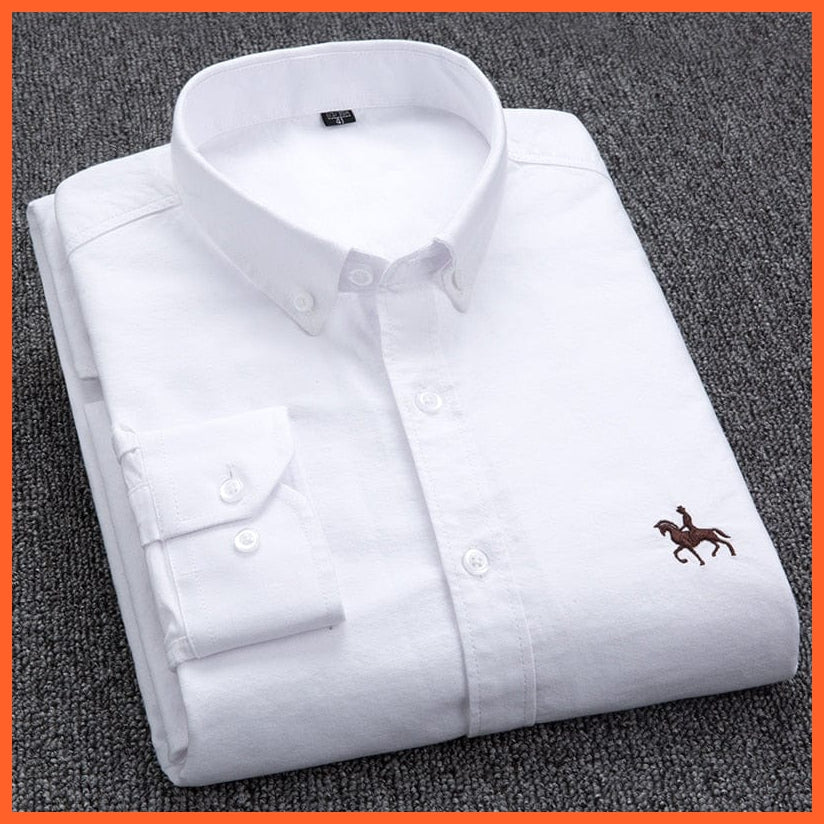 whatagift.com.au Long Sleeve Embroidered Horse Casual Without Pocket Solid Shirt