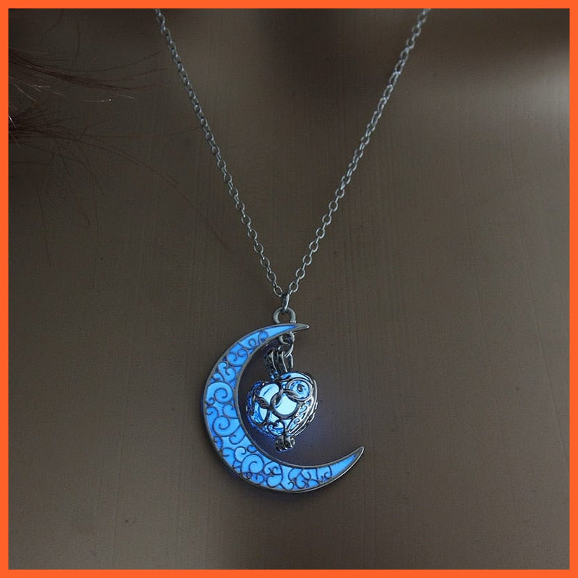 whatagift.com.au Love Blue Moon Glowing Necklace | Glow in the Dark Halloween Pendant
