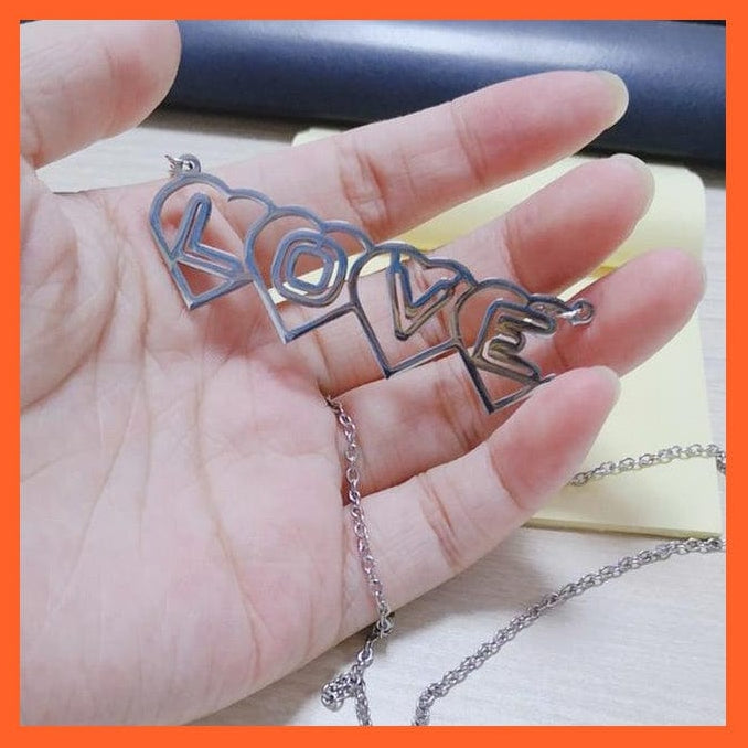whatagift.com.au Love Steel Copy of Silver Coated Pendant & Necklace With Gross Written