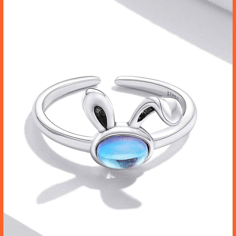 whatagift.com.au Lovely Rabbit Ears 925 Sterling Silver Moonstone Open Ring for Women