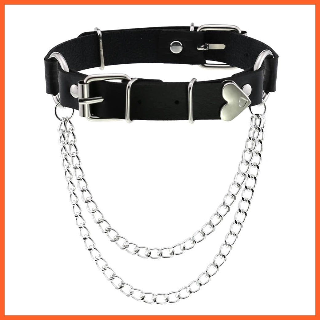 whatagift.uk LTTX03 PU Leather Rivet Choker Chain Necklace For Women