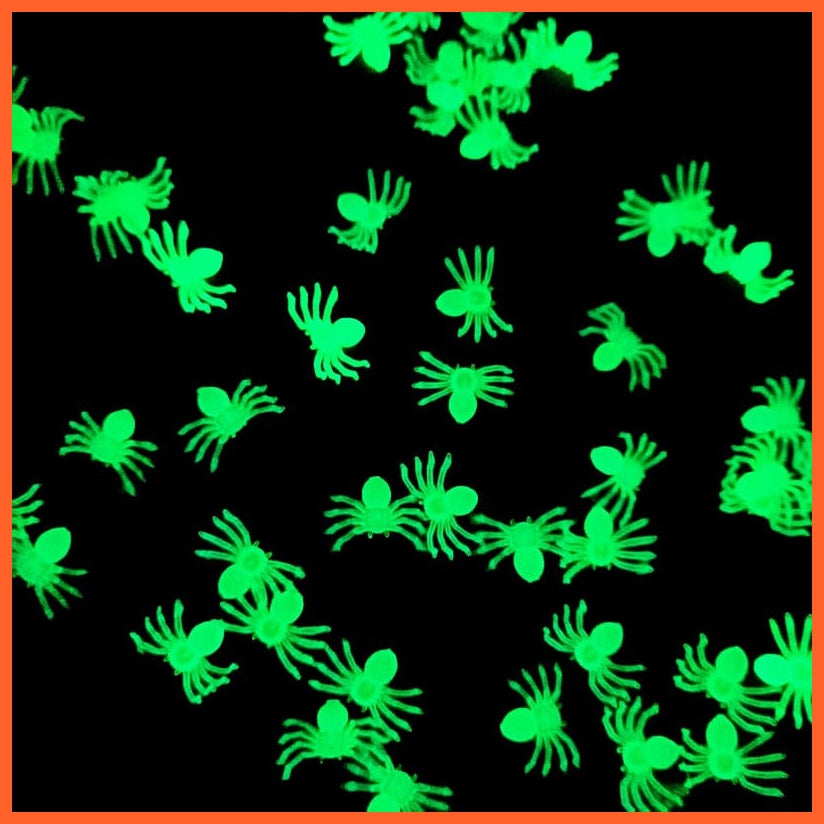 whatagift.com.au Luminous Spiders 50pcs Fake Luminous Spiders Glowing Props for Halloween Decoration | Mini Plastic Black Spiders