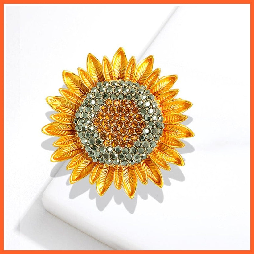 whatagift.com.au Luxurious Yellow Rhinestone Sunflower Brooch For Woman