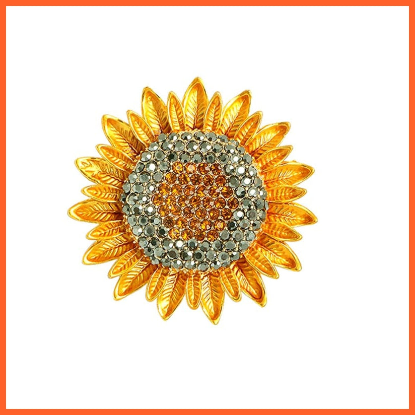 whatagift.com.au Luxurious Yellow Rhinestone Sunflower Brooch For Woman