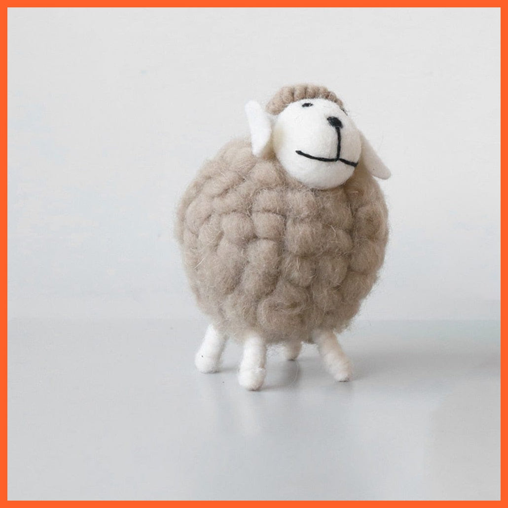 whatagift.com.au M Grey 1Pc Mini Table Sheep Figurines | Miniatures Wool Felt Lamb | Cute Toys For Home Decor