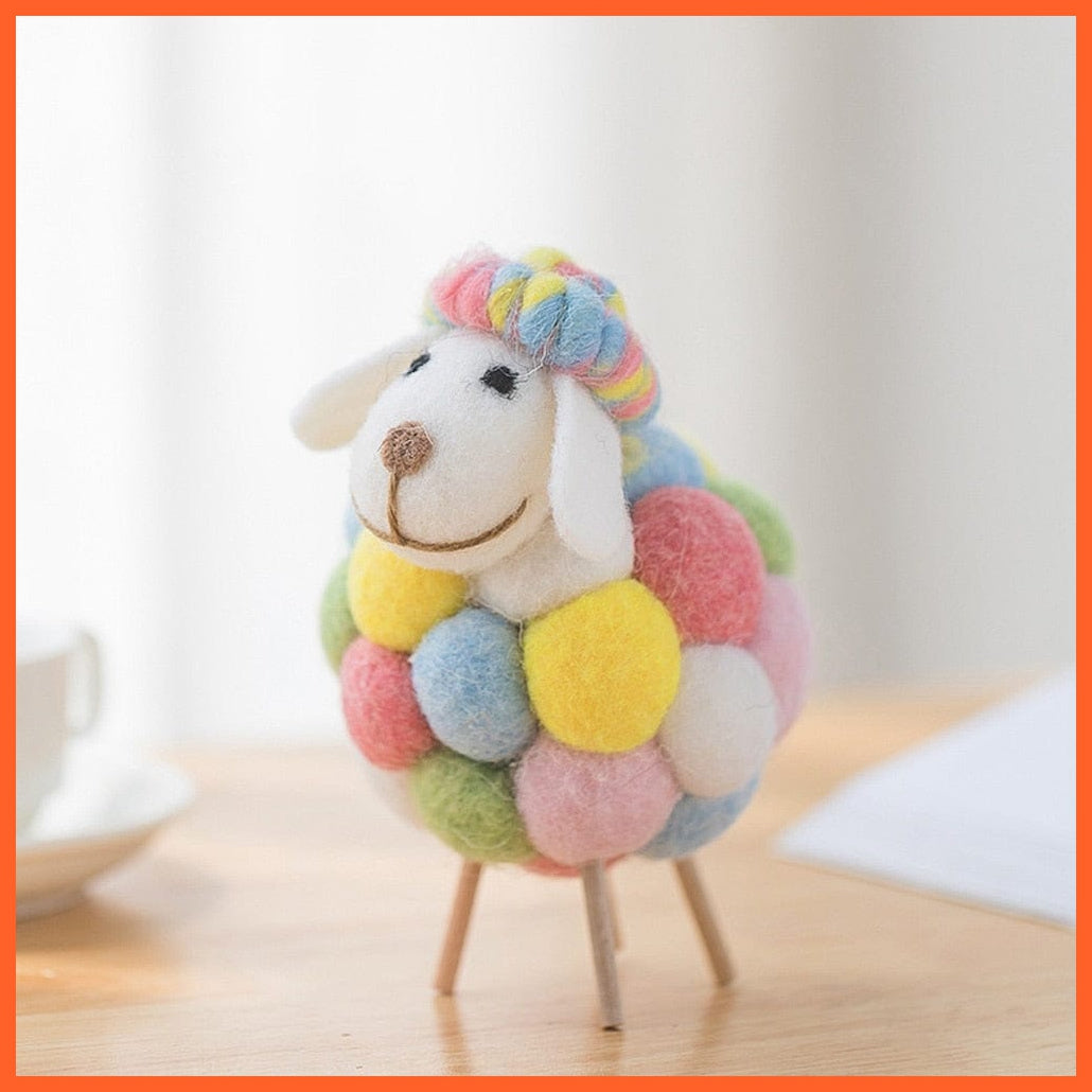 whatagift.com.au M Multicolor 1Pc Mini Table Sheep Figurines | Miniatures Wool Felt Lamb | Cute Toys For Home Decor