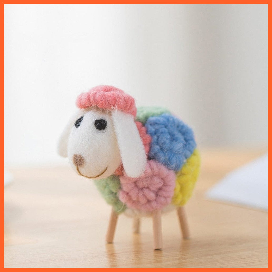 whatagift.com.au M multicolor 1Pc Mini Table Sheep Figurines | Miniatures Wool Felt Lamb | Cute Toys For Home Decor