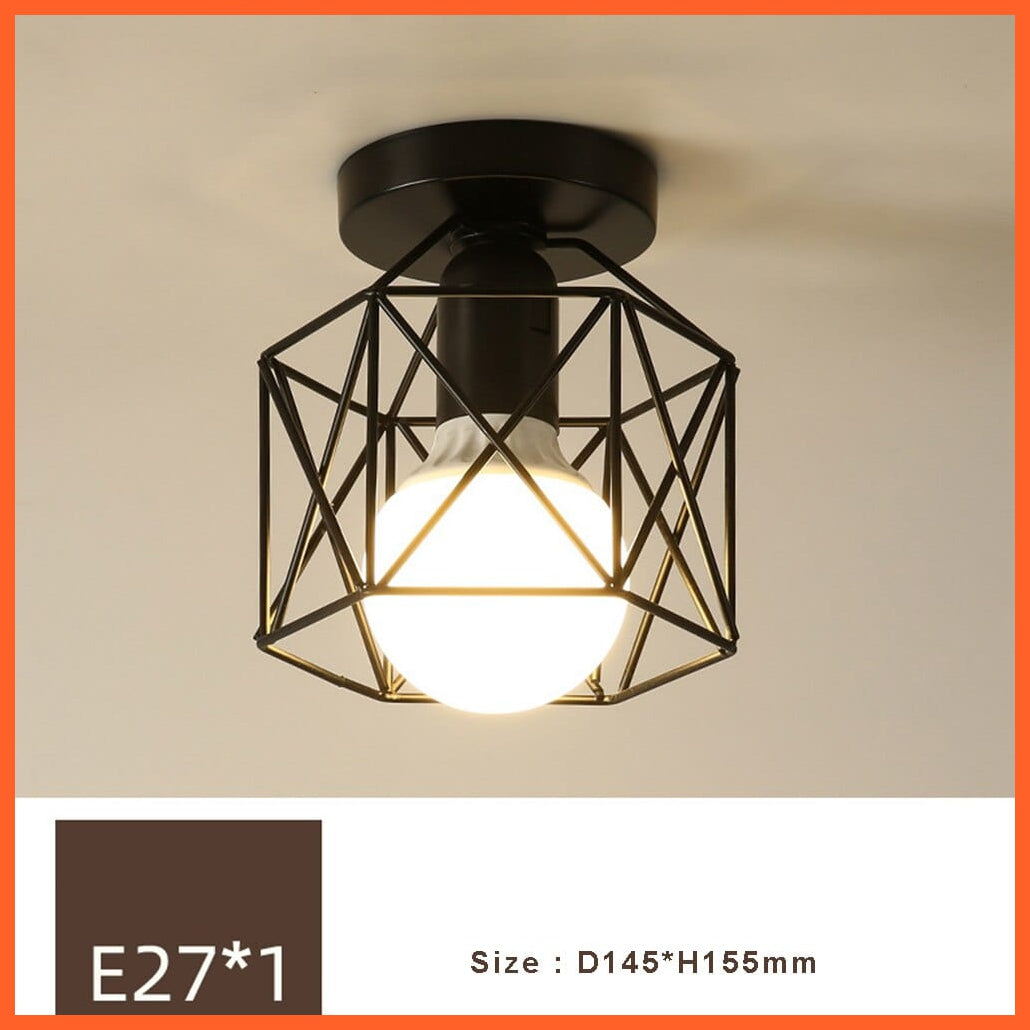 whatagift.com.au M No with Bulb / China Retro Loft E27 LED Ceiling Lamp | Indoor Cage Vintage Ceiling Lighting