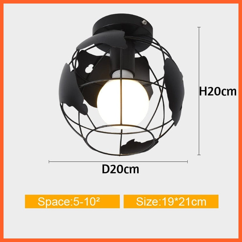 whatagift.com.au M Not Cover Bulb Iron Cage Metal Ceiling Lamp for Home Interior | Home Decor Lights