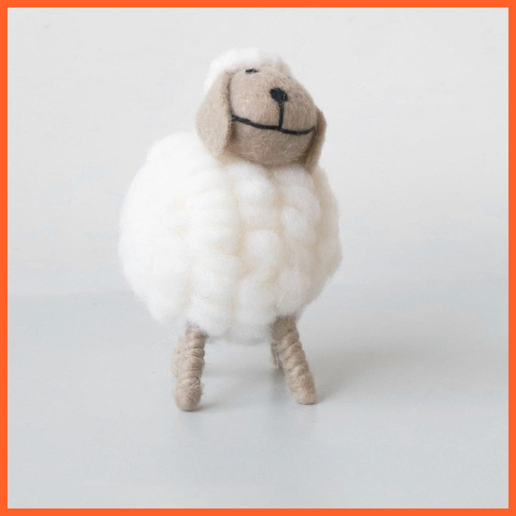 whatagift.com.au M White 1Pc Mini Table Sheep Figurines | Miniatures Wool Felt Lamb | Cute Toys For Home Decor