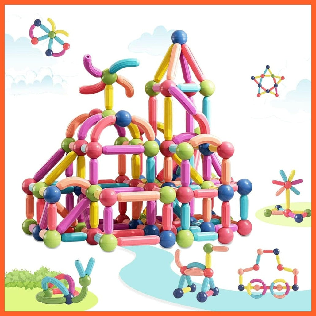 whatagift.com.au Magic Magnetic Building Blocks Toy | Construction Set Magnet Ball Sticks | Montessori Educational Toys For Kids