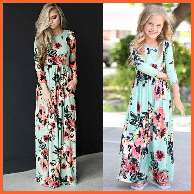 whatagift.com.au Matching Mother Daughter Flower Printed Dresses