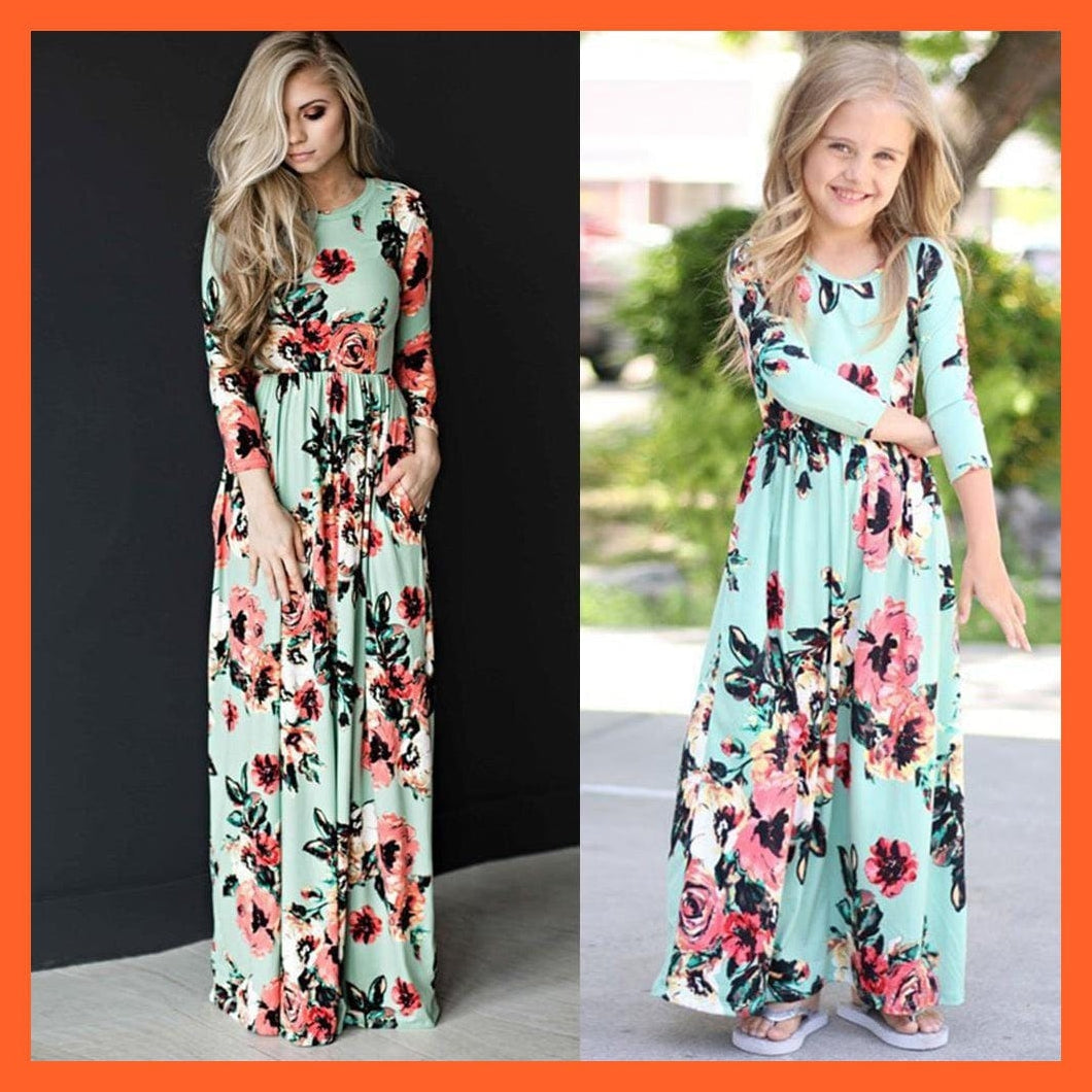 whatagift.com.au Matching Mother Daughter Flower Printed Dresses