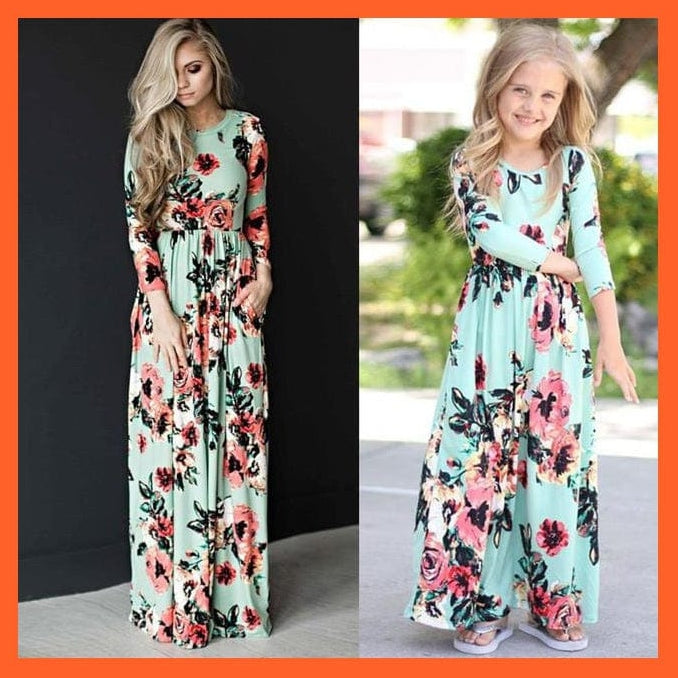 whatagift.com.au Matching Mother Daughter Flower Printed Dresses