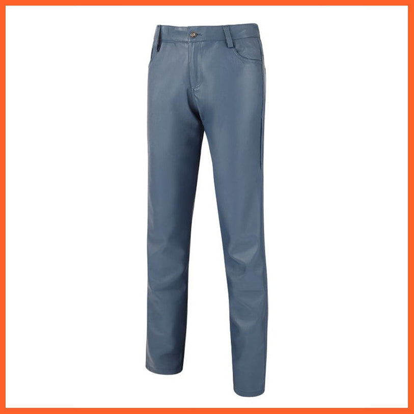 whatagift.com.au Men Leather Pants Slim Fit Elastic Style