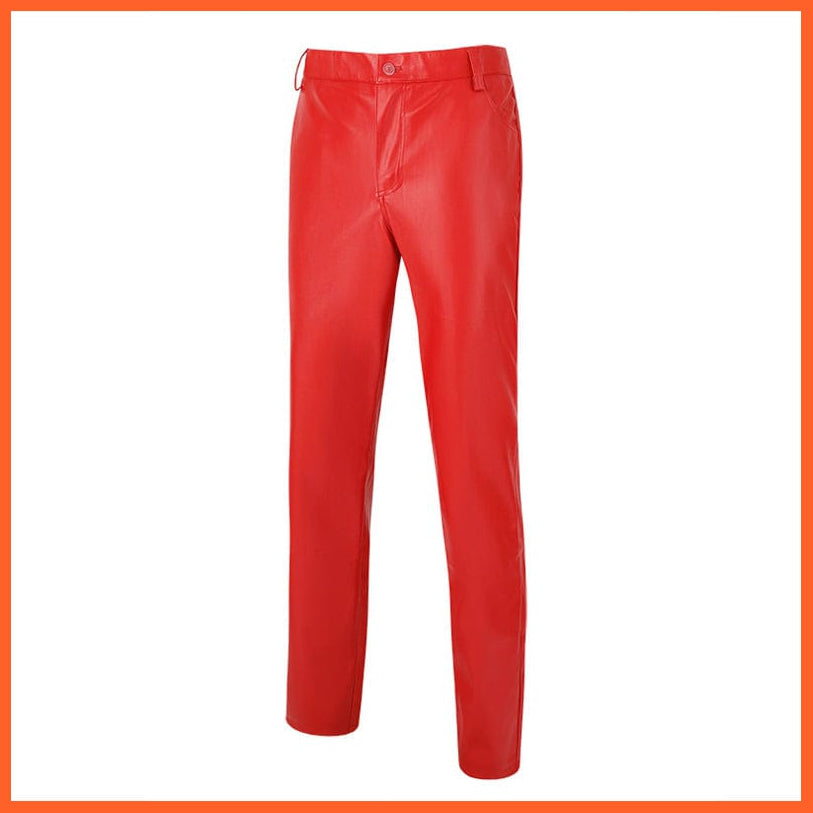 whatagift.com.au Men Leather Pants Slim Fit Elastic Style