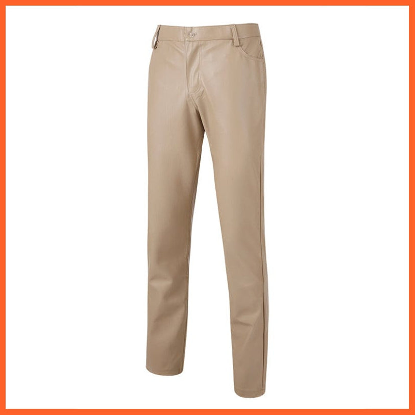 whatagift.com.au Men Leather Pants Slim Fit Elastic Style