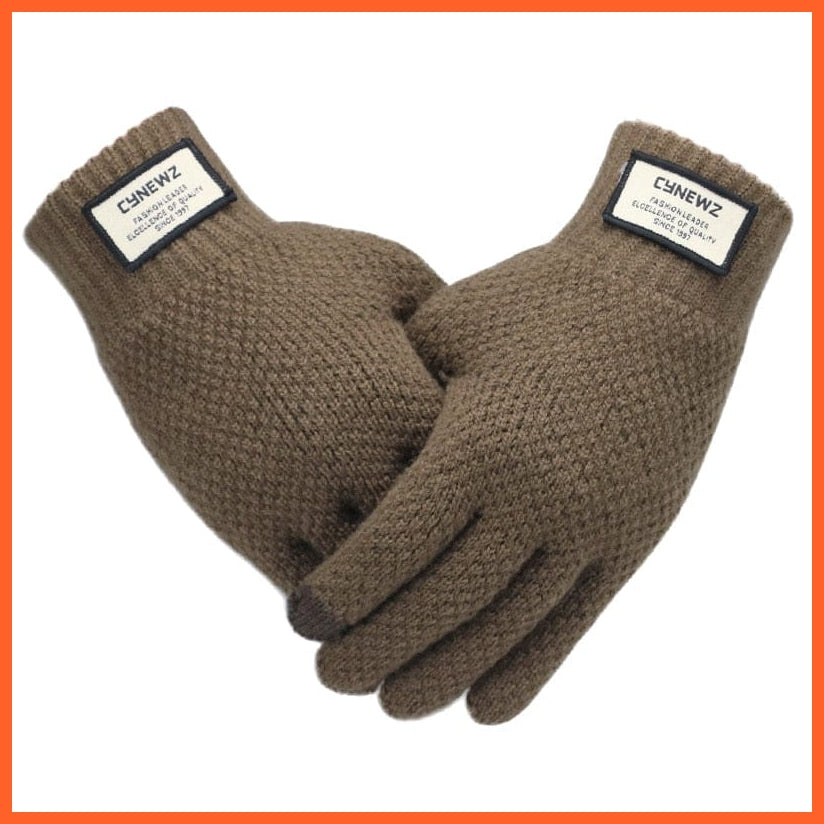 whatagift.com.au Men's Gloves Coffee / One Size Winter Men Knitted Gloves | Touchscreen Warm Wool Cashmere Solid Men's Gloves