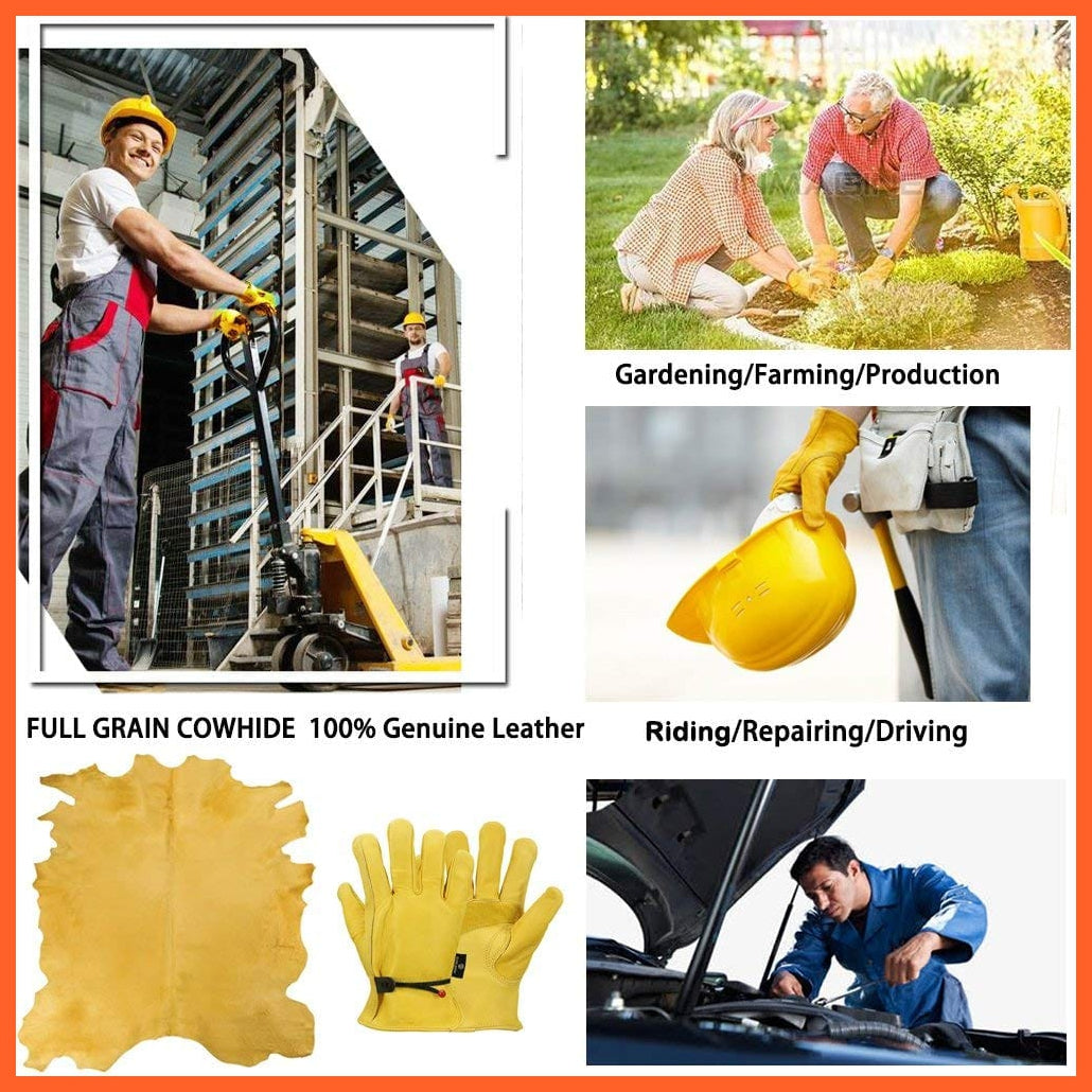 whatagift.com.au Men's Gloves New Men's Driver Gloves | Leather Security Protection Wear Safety Working Gloves